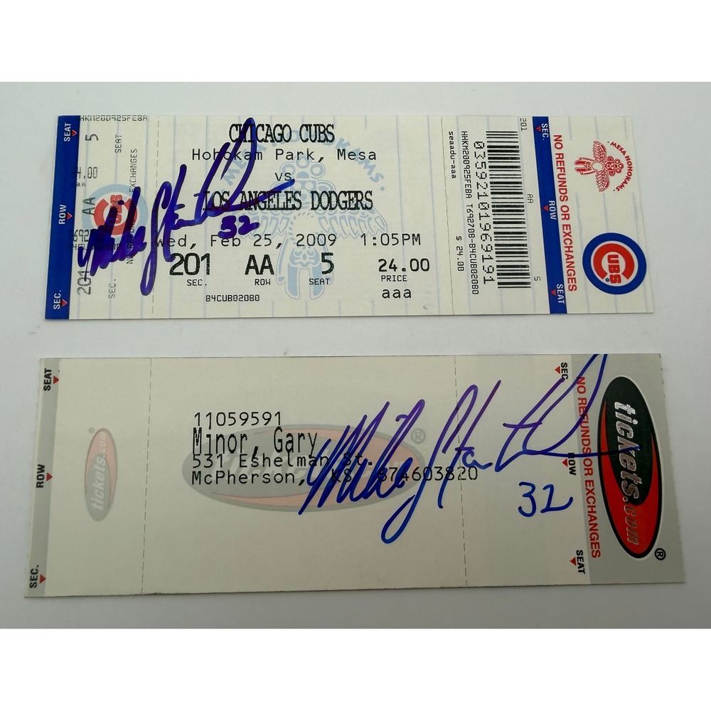 Mike Stanton Signed 2009 Chicago Cubs Spring Training Ticket Stubs Lot Dodgers